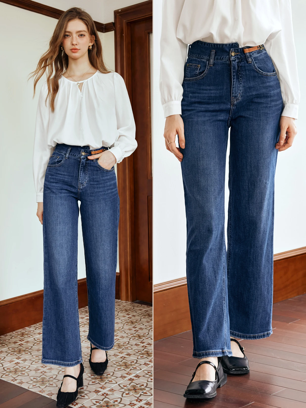 

OLrain Cotton Jeans Woman 2025 Spring Summer Straight Vintage High-waist Street Fashion Denim Baggy Jeans Pants N56QA93385