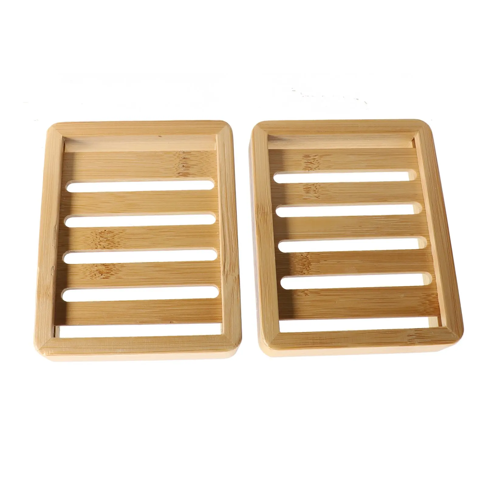 2pcs Natural Wooden Bamboo Soap Dish Tray Holder Storage Soap Rack Plate Drain Box Portable Bathroom Soap Dish Storage Box