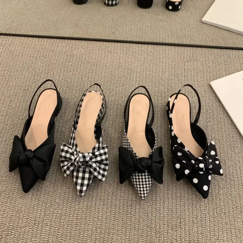 

maogu Bow Polka Dot Pointed Toe Stiletto Sandals Luxury Sandals Women Designers Elegant Party Sandal 2023 Fashion Women Shoes 39