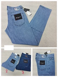 BILLIONAIRE BLKA CPTG  Jeans Thin Cotton Men 2024 Spring Summer new Straight business elastic High Quality size 30-40 Long Pants