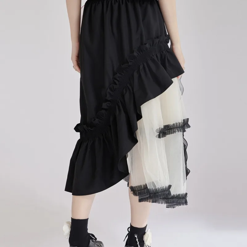 EAEOVNI-falda con diseño empalmado Floral 3D para mujer, faldas irregulares de corte A con contraste de Color a la moda Y2K 2025, novedad de verano 1A992