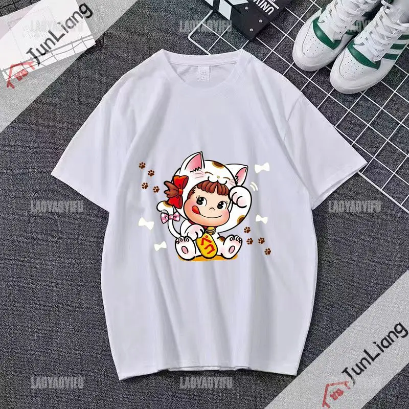 Kawaii Harajuku Punk Retro Milk Peko-chan Classic T-shirt Loose Y2k Top Women's T-shirt, Men's T-shirt