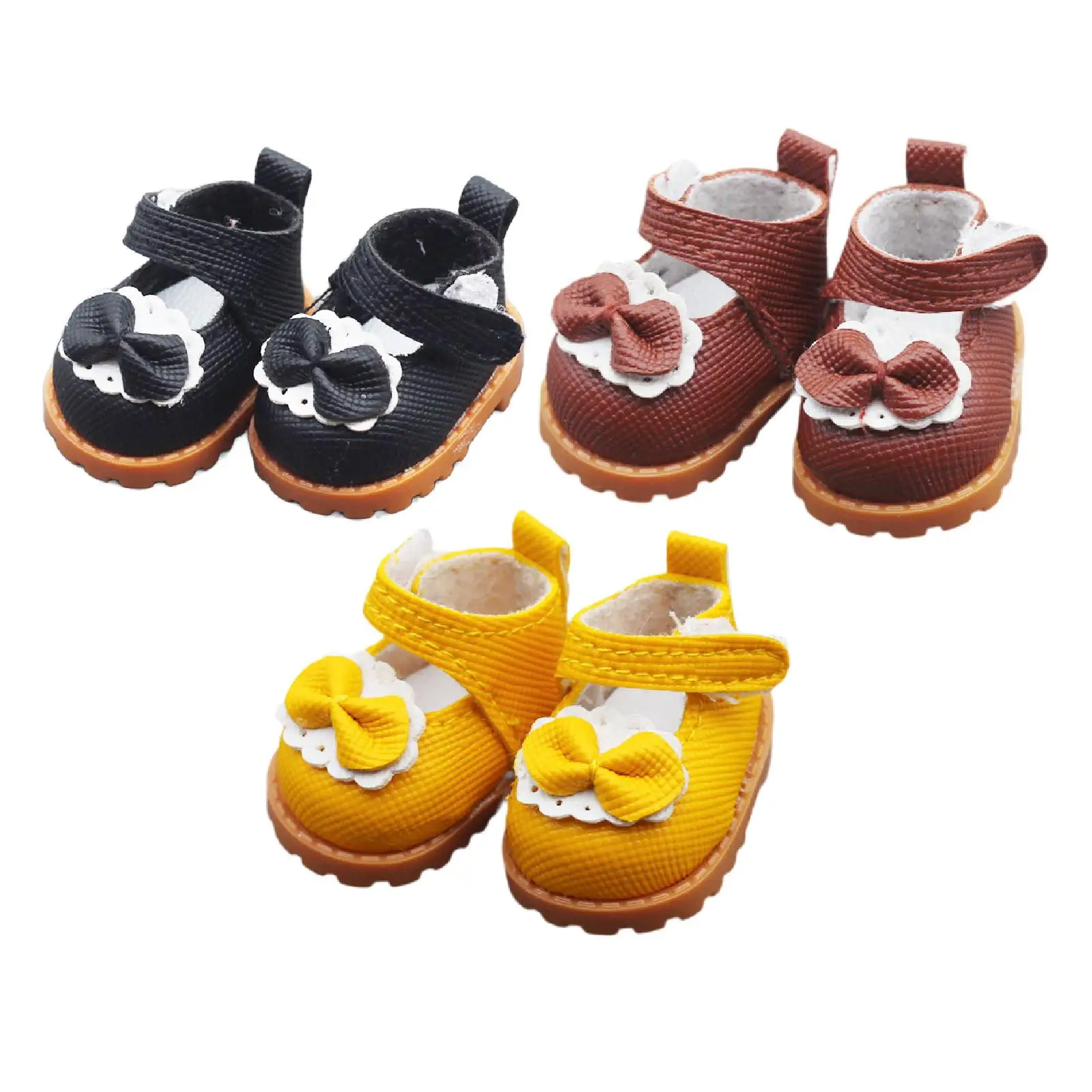 6inch Doll Shoes Handmade Attractive Comfortable Bowknot Design Doll Accessories for Kids Toy Little Girls Gift DIY Crafting