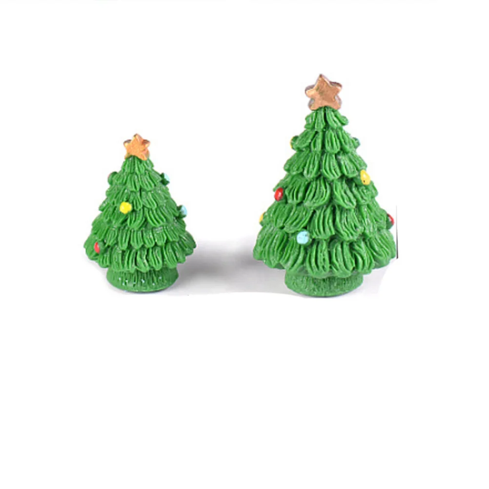 

40Pcs Christmas Miniature Tree Resin Decor for Home Office Garden Xmas Microlandscape Craft Decoration Realistic Succulent