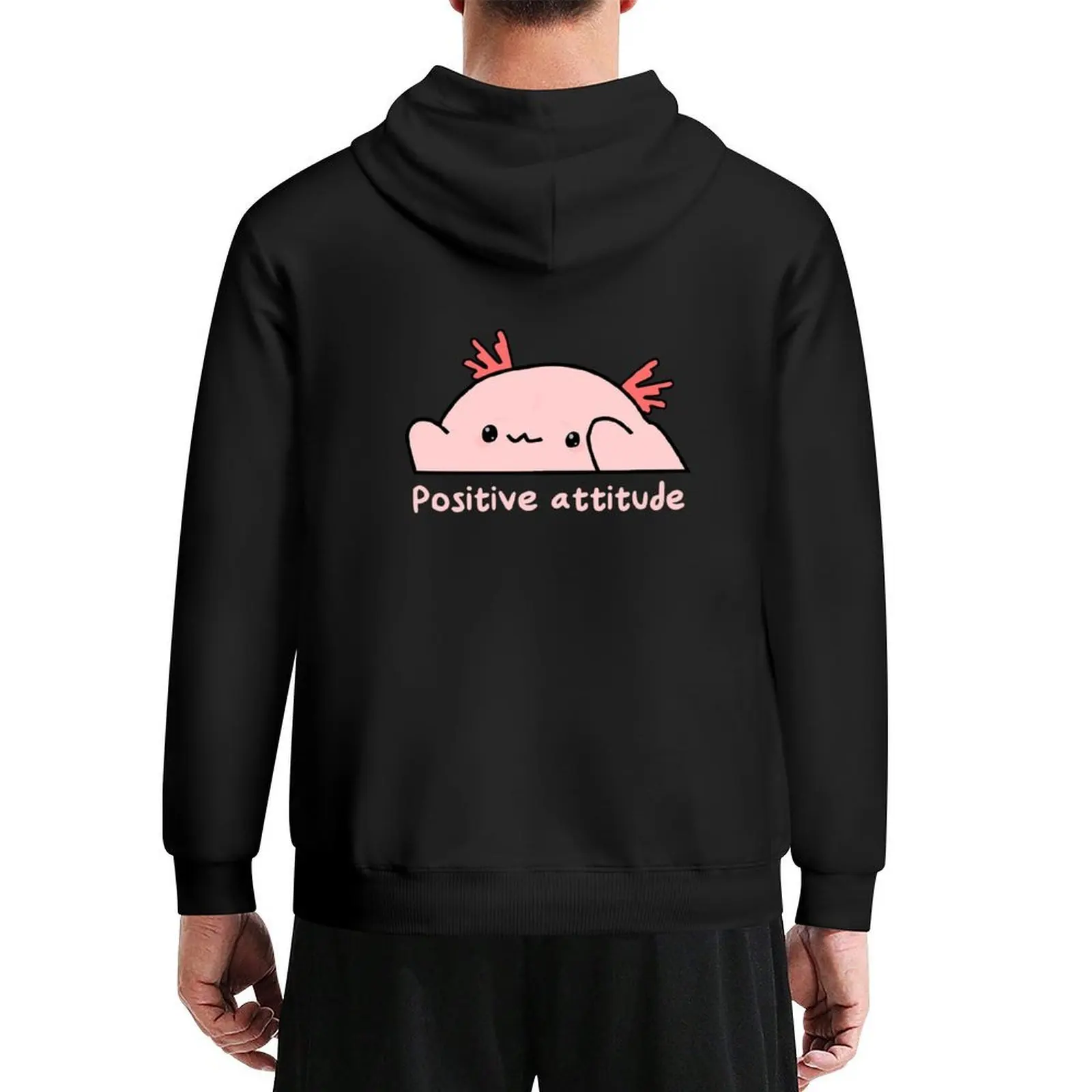 

Cute Positive Attitude Leucistic Axolotl Hoodie clothes for men autumn men's clothes male clothes mens hoodies