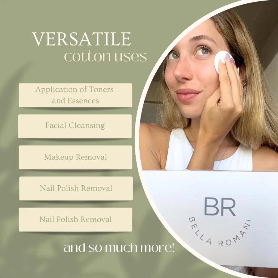Katoen Rondes Make-up Remover Pads Set van 200 Biologische Pads Pluisvrij Milieuvriendelijk Composteerbaar Drievoudige Lagen Ultrazachte Nagel Pol