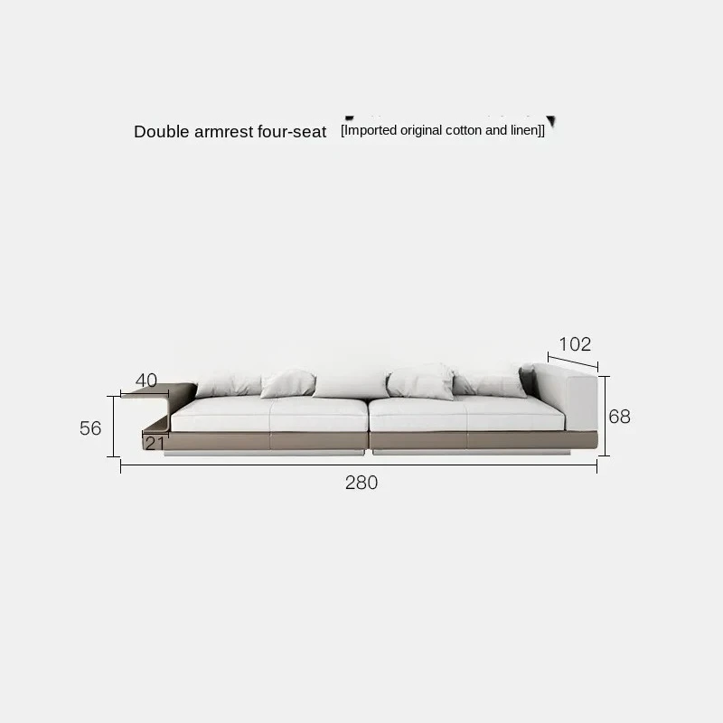 S1  Cotton and Linen Fabric Sofa Combination Villa Large Flat Floor Designer Sense