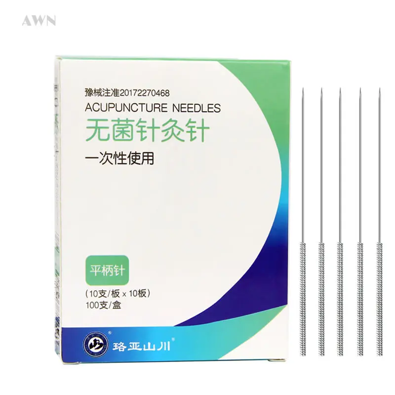 

10Box*100Pcs Flat Spring Handle Acupuncture Needles Sterility Medical Stainless Steel Non-Needle-Tubing Body Acupoint Massage