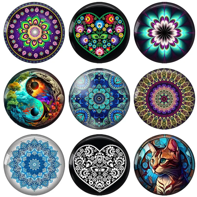 

Fashion Mandala Love Poland Flok Art Paintings 12mm/18mm/20mm/25mm Round photo glass cabochon demo flat back Making findings