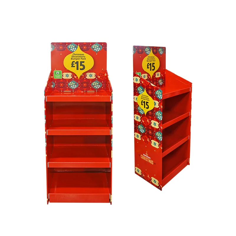 Custom Chinese Manufacturer Cardboard Snack Metal Retail Corrugated Floor Stand Display Cosmetics