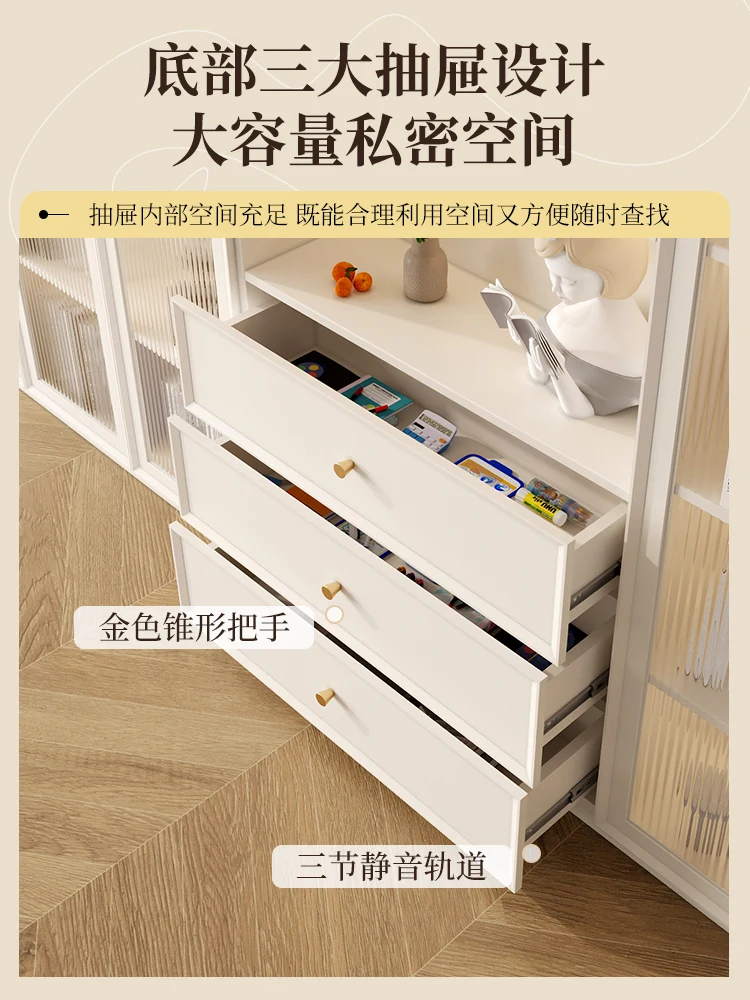 Living Room Study Combined Bookcase Display Cabinet Integrated Wall Glass Door Bookshelf Storage Cabinet