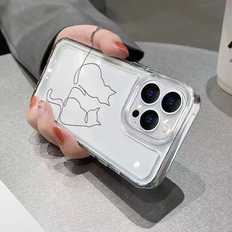 Cute Line Cat Anti-drop Phone Case For Xiaomi  14 13T 14T 12 1315T 15 12T Pro 15 Ultra Max MI 11 Lite 5G Soft Shockproof Cover view 3