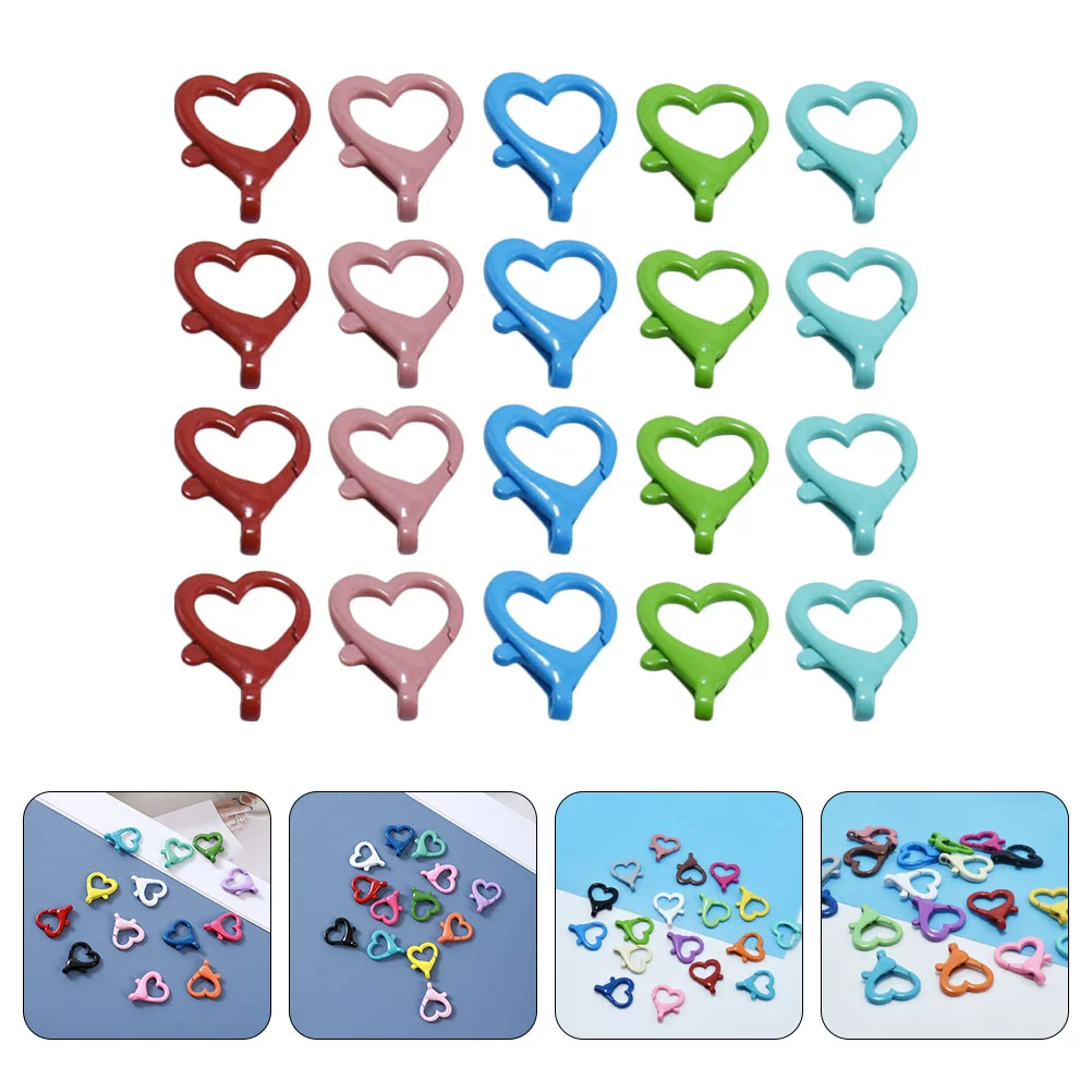 20 Pcs Peach Heart Buckle Lobster Clasps Keychain DIY Making Connecting Zinc Alloy For