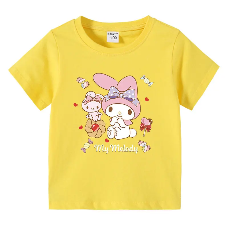 

Summer Cute Melody Printed Children's T-shirt 2026 New Summer Clothes Pure Cotton High School Student Parent Child Clothes