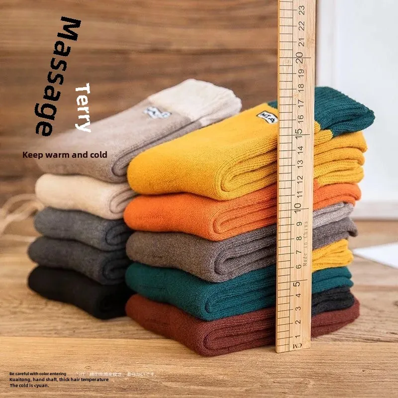 Men's Winter Thickened Woolen Socks Large Size Fleece-Lined Anti-Odor Wholesale Middle Socks High Quality Chinese Manufactured