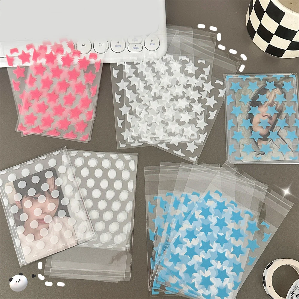 50 stücke Transparent Star Kpop Photocard Halter Selbst-klebe Opp Tasche Anti-scratch Karte Schutzhülle Mode Geschenk verpackung Tasche