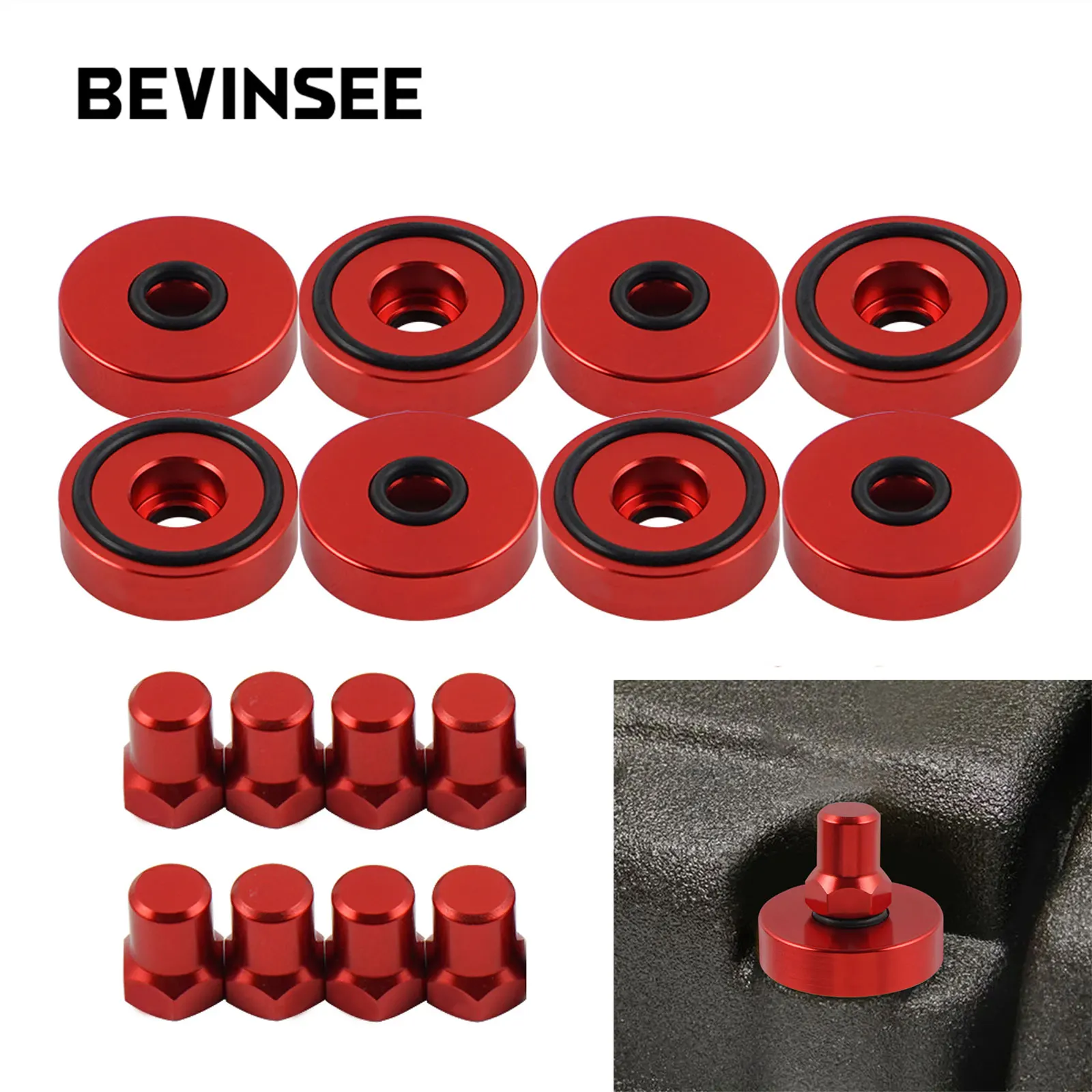 BEVINSEE Valve Cover Washer Seals Bolt Nuts Kit for Honda B series B16 B18 VTEC Engines, for Honda Prelude, for Acura Integra