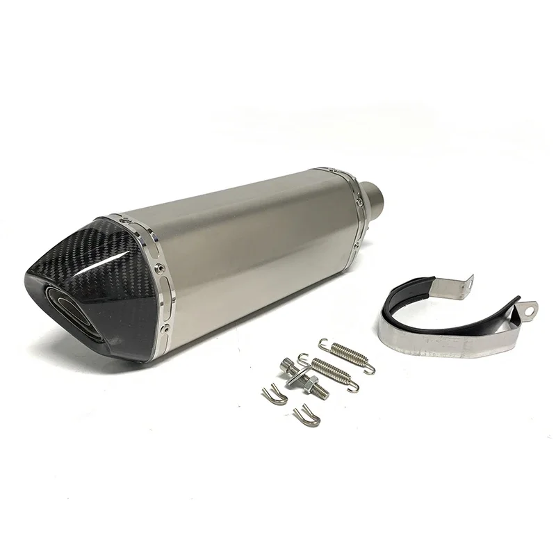 BULLS MOTOR Universal Motorcycle Exhaust Muffler 51mm Inlet Akrapovics Exhaust System for 150cc/250cc/125cc/300/400cc Motor