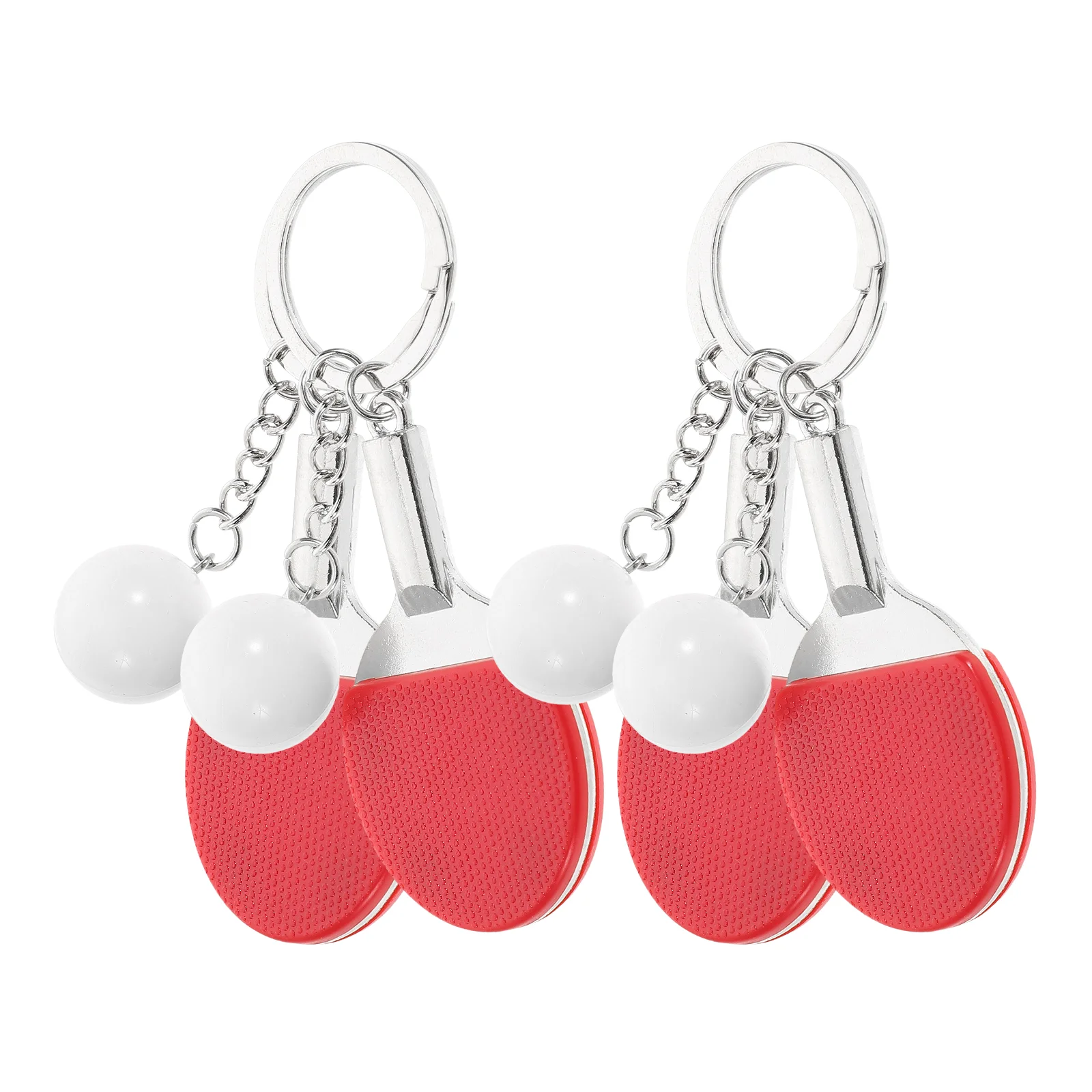 

4 Pcs Table Tennis Keychain Mini Baseball Keychains Toy Charm Sports Simulated Badminton Racket