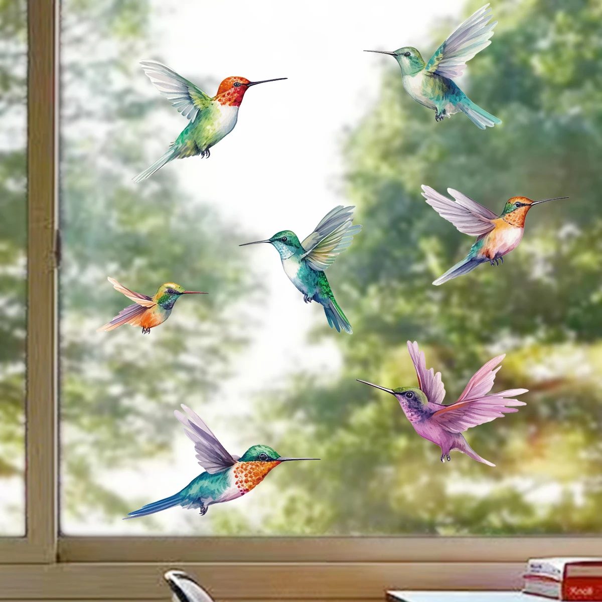 1pc Watercolour Colorful Bird Windows Stickers Children Room Decoration Bedroom Design Living Room Kids Room Decor for The House