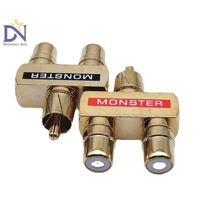 1Pair RCAxMale Plug To 2xRCA Female Sockets Connectors Excellent Audio Terminals