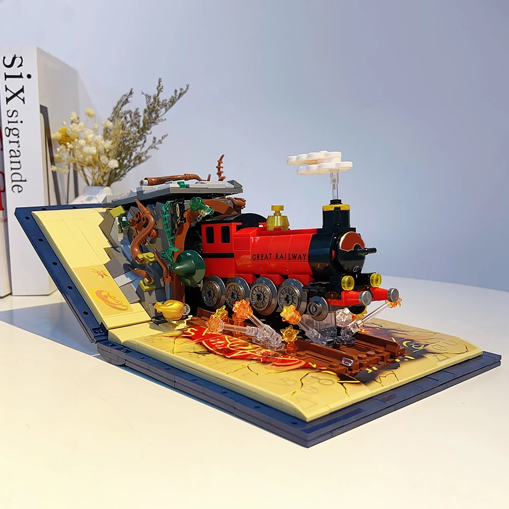 JJ9059 JIE-STAR Ideasm Magic train Books Railway Track 889pcs Building Blocks Toy Home Decoration Assembly ModeL