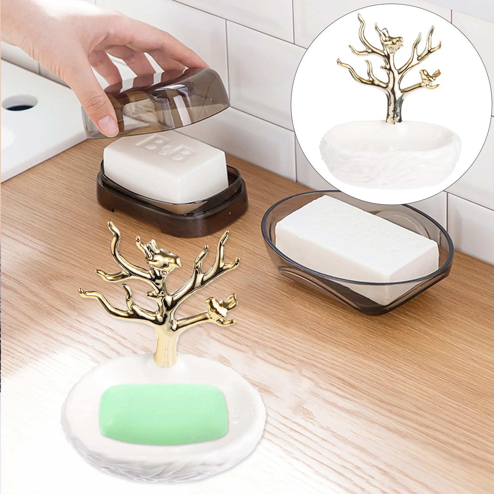 

1Pcs Ceramic Soap Dish Premium Craftsmanship Draining Design for Bathroom Kitchen Hotel Use Smooth Texture Modern Style Soap