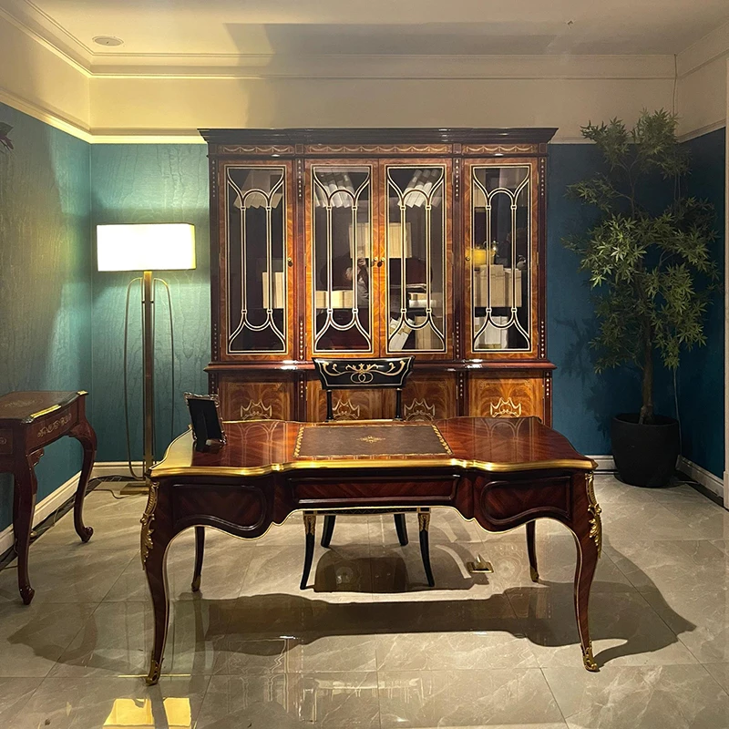 !@Hot Sale British Style Home Furniture Office Table Luxury Classical Wooden Home Office Desks