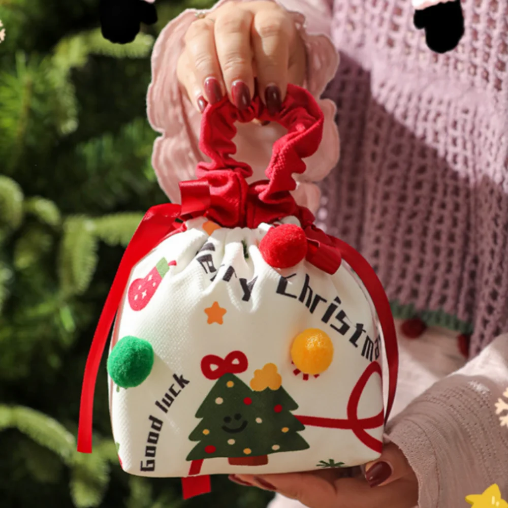 عيد الميلاد حقيبة يد حقيبة برباط عيد الميلاد السنة الجديدة حفلة الحلوى وجبة خفيفة شنطة هدايا مع مقبض سوار تغليف المجوهرات أكياس التخزين #5