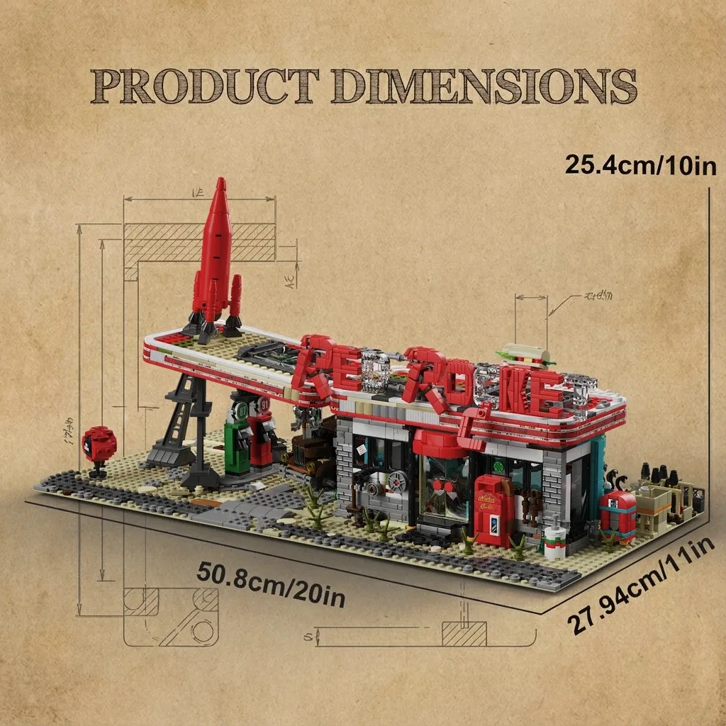 2221 pièces jeu Doomsday Station d'essence bâtiments ensembles ville Architecture boutique blocs de construction modulaires modèle Kit jouet cadeau pour Audlt