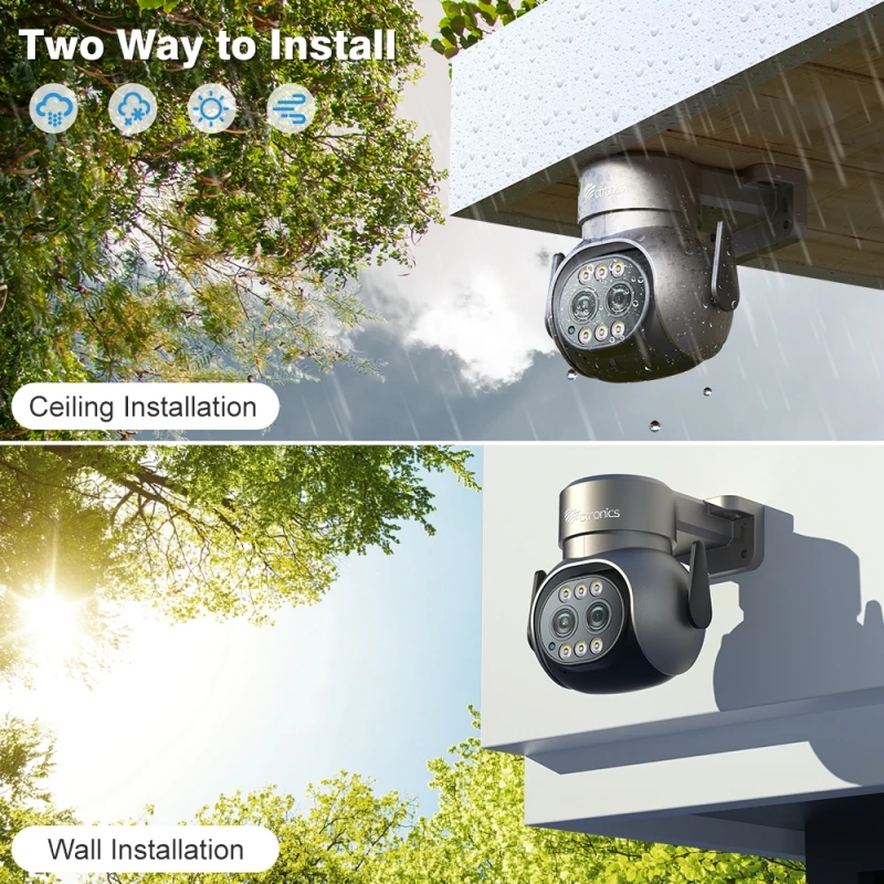 Ctronics Dual Lens 5G IP Camera WiFi 6X Zoom Outdoor PTZ 360 Human Detection Auto Tracking CCTV Color Night Vision 2MP 4MP Onvif
