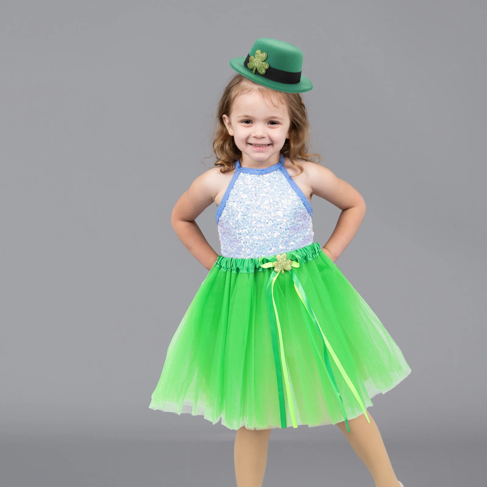 

Irish 1PC St Patricks Day Costume Set Kids Tutu Skirt Top Hat Party Outfit Festive Accessories Cosplay Props Masquerade for Kids