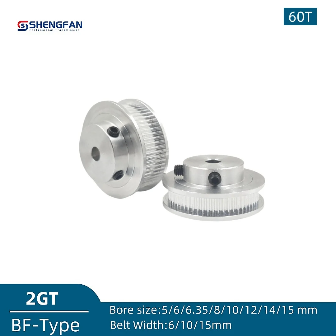 

2GT Timing Pulley 60Teeth BF Type Bore 5/6/6.35/8/10/12/14/15mm Belt Width 6/10/15mm CNC 3D printed parts