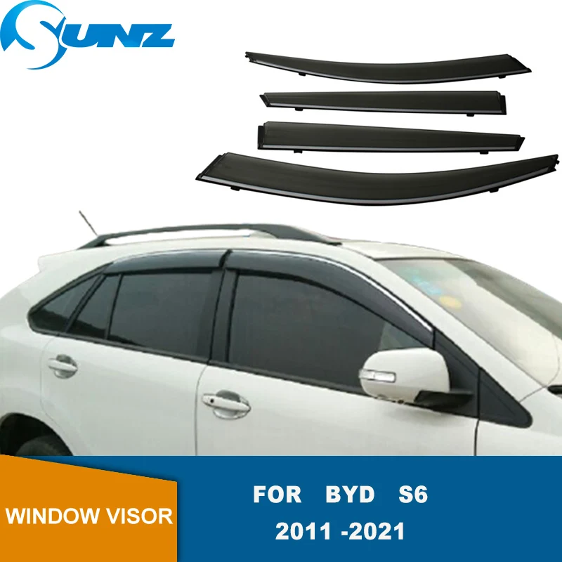 Side Window Visor For BYD S6 2011 2012 2013 2014 2015 2016 2017 2018 2019 2020 2021 Sun Rain Protector Guard Vent Sun Shade