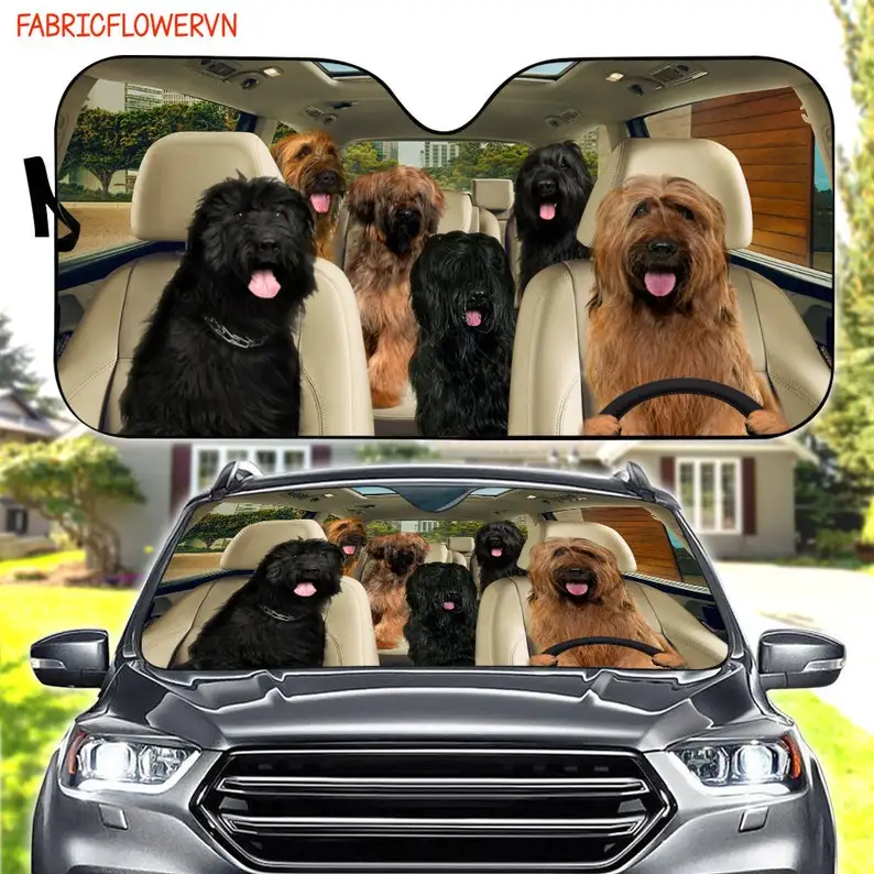 Briard Car Sunshade, Briard Car Decoration, Briard Windshield, Dog Lovers, Dog Car Sunshade, Gift For Mom, Gift For Dad