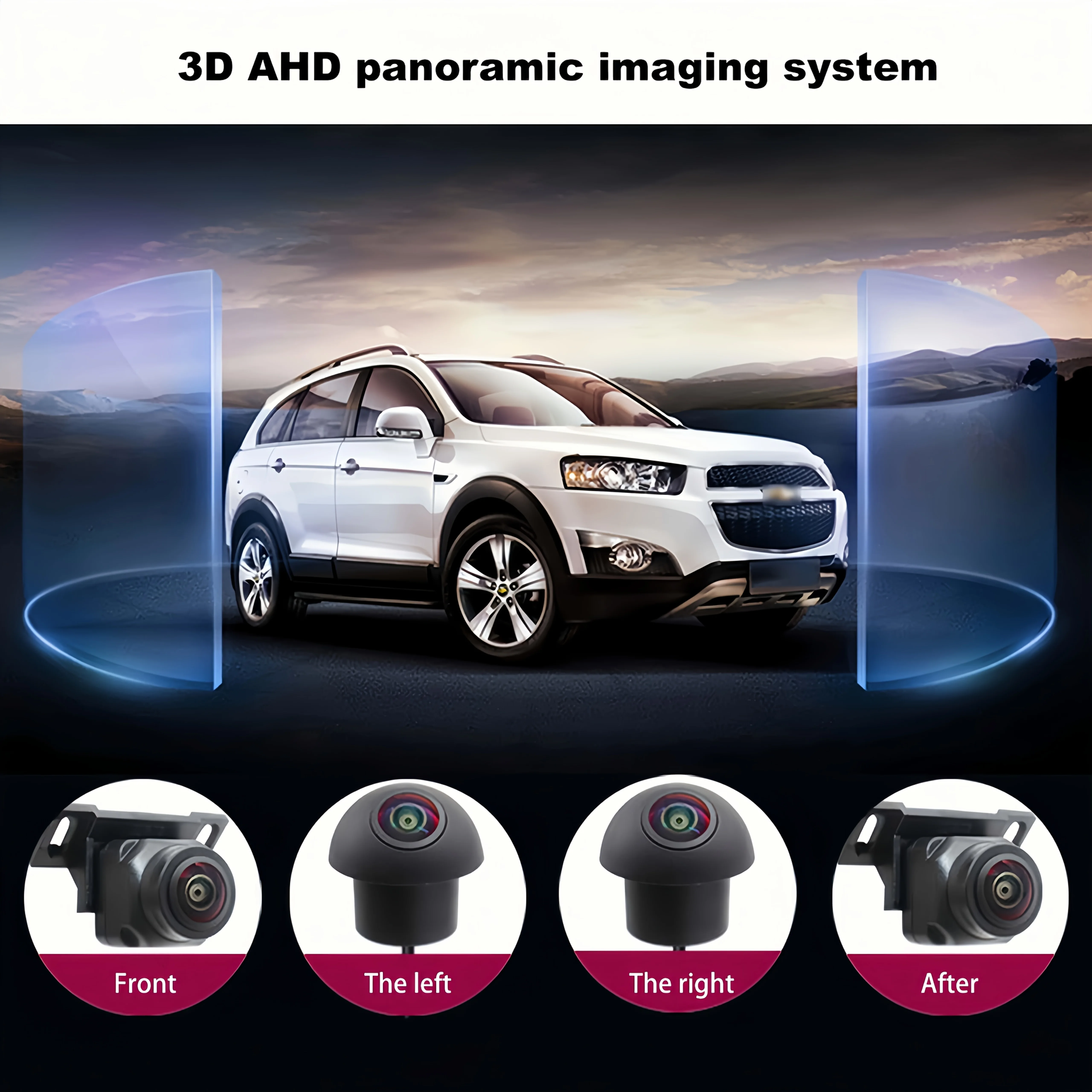 4-Side 360° Panoramic Car Camera with Birdseye System, 3D Ring View Dashcam, Full Color Night Vision