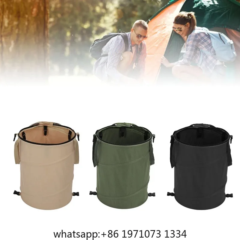 Camping Trash Can Large Capacity Portable Multifunctional 600D Oxford Cloth  Utility Container with Lid Foldable Trash Can