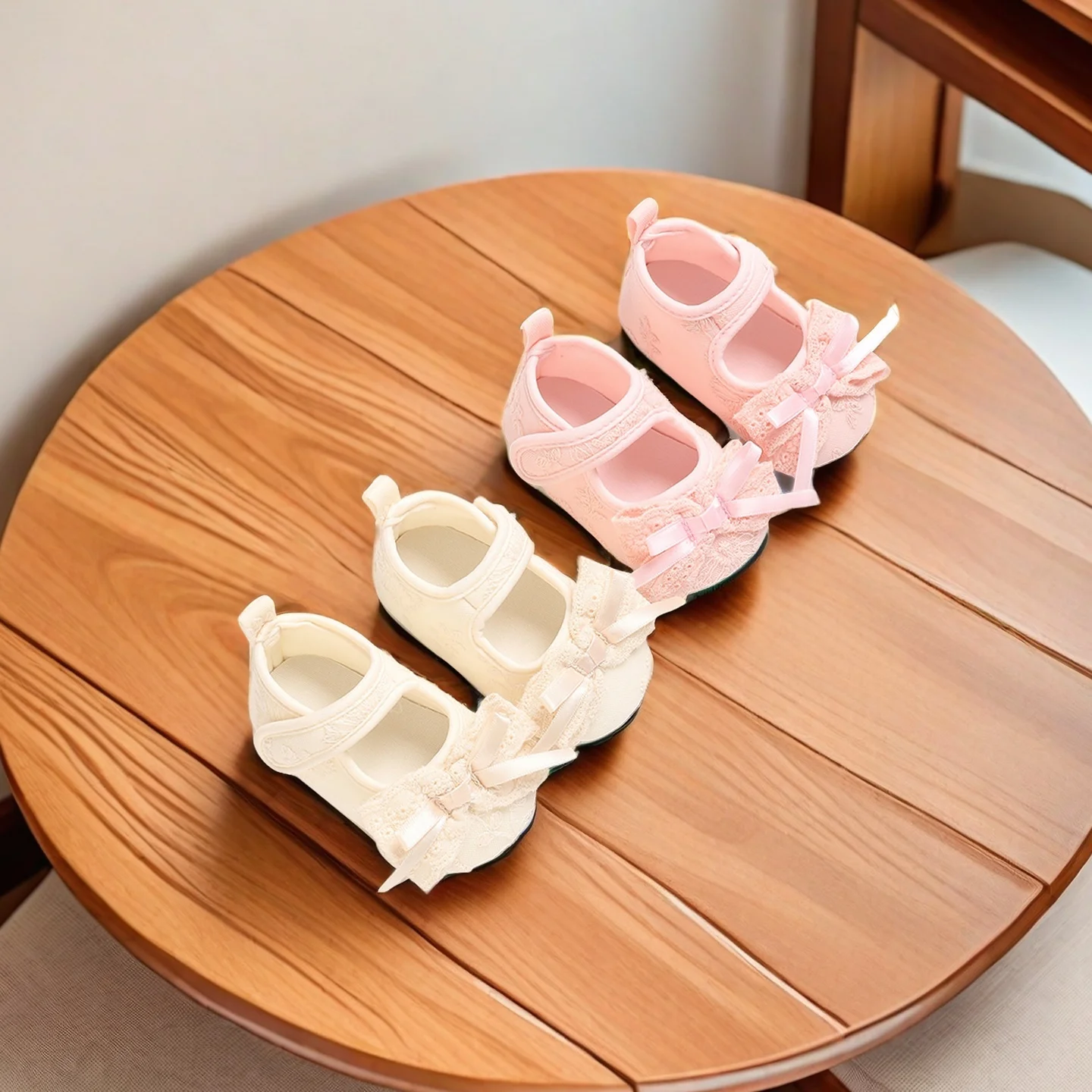

0-18M Baby Girl Princess Bow Flat Shoes Baby Petal Walker Baby Shoes Cute and Soft Sole First Step Walker