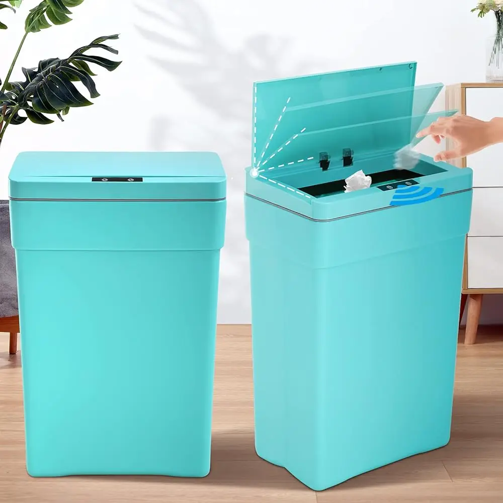

Kitchen Trash Can Automatic Touch Motion Sensor Garbage Can With Close Slowly, Mute 2 Pa Plastic Waste Bin With Lid For Kitchen
