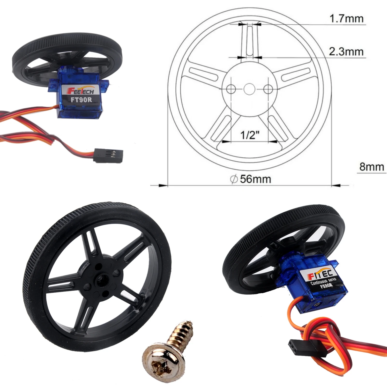 1/2/4/10/15PCS 4.8-6V 1.5KG Feetech FS90R Micro Servo Motor 360 Degree Continuous Motor Rotation Micro For Robot RC Car Arduino