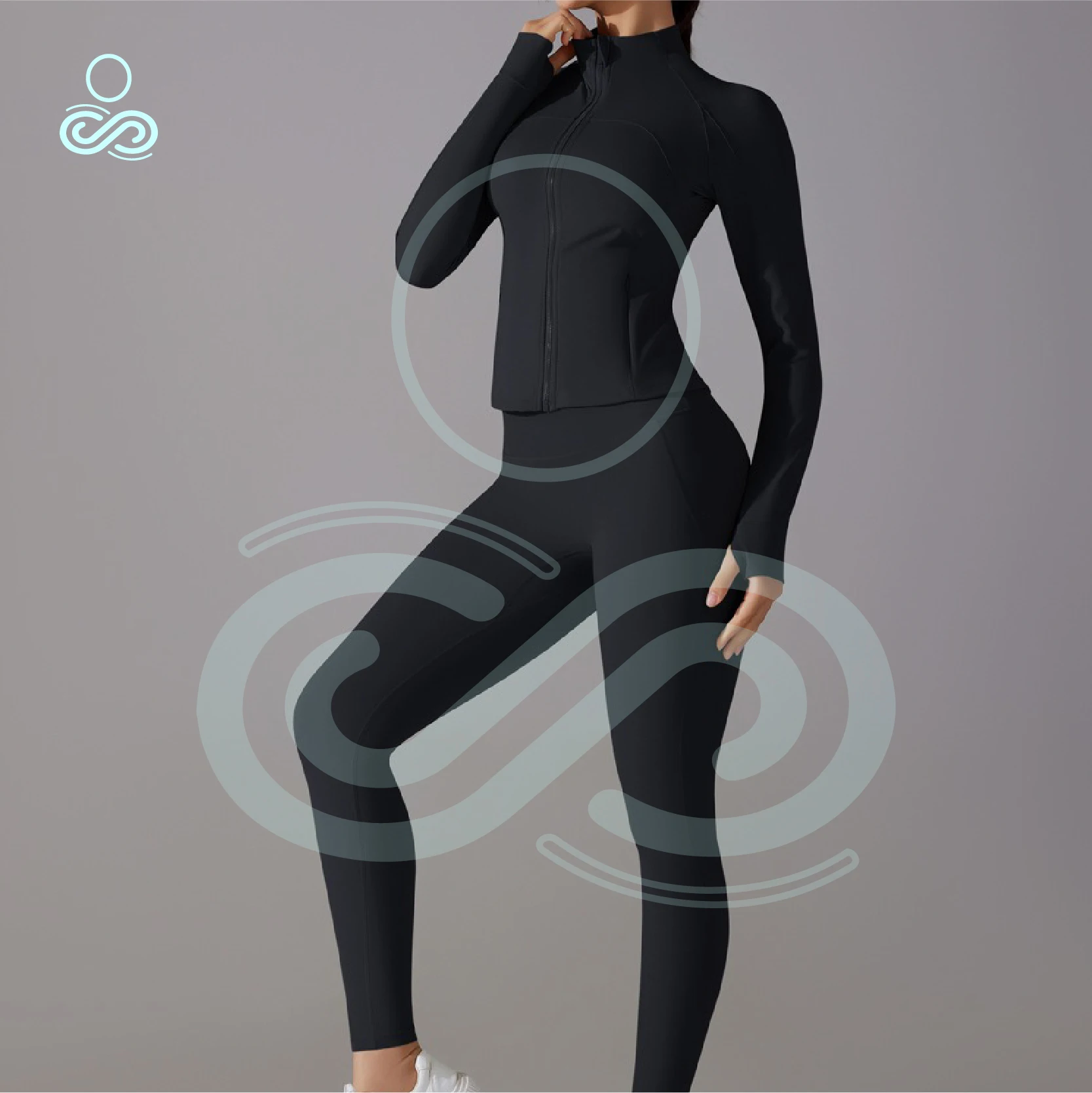 

New Solid Color Antibacterial Non Wearing Underwear Zipper Jacket Yoga Suit Set Sports Running Fitness Two-piece Set for Women