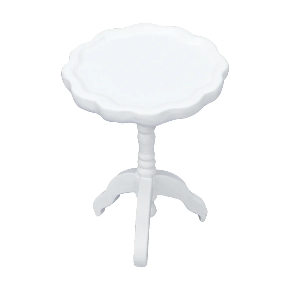 

Mini Round Table Furniture Model Lace Small Dining Vanity White Dollhouse Coffee Wooden Micro Scene