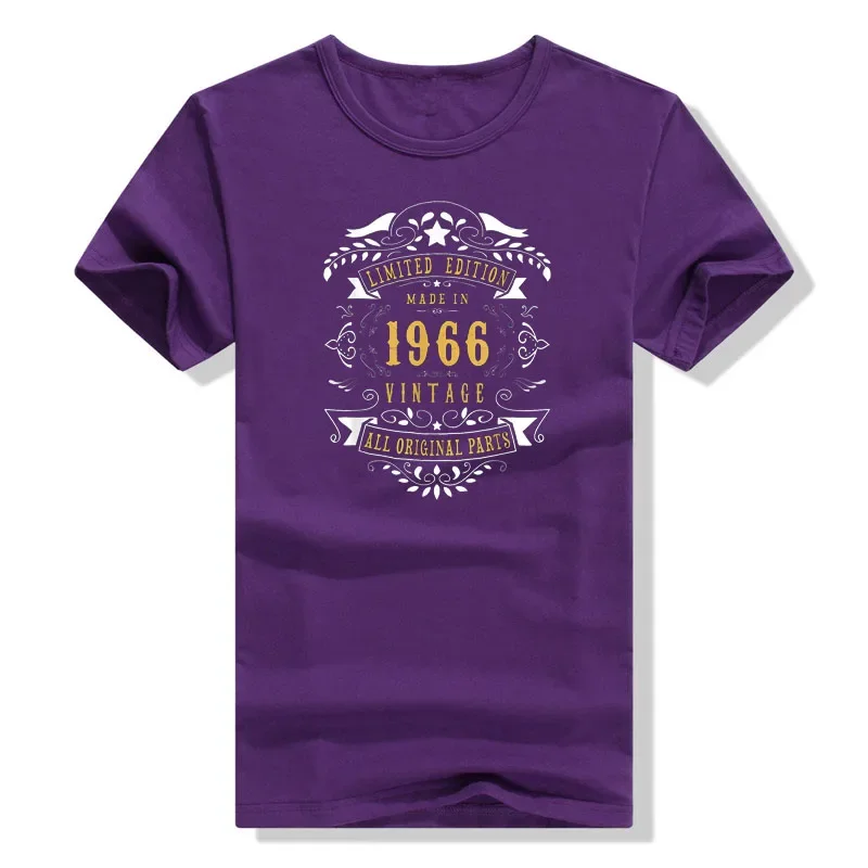 56 Years Old 56th Birthday Made Born In 1966 Men Idea T-Shirt Family Match Outfits Graphic Tee Tops Vintage Style Apparel Summer