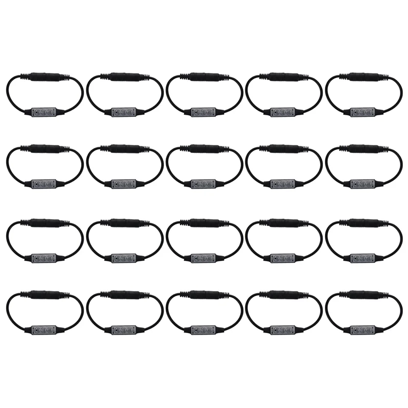 M13K-20X Low-Profile Inline Controller Mini 3 Key Dimmer Switch For LED Strip Light Black