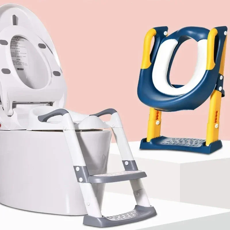 Children Potty Training Seat Portable Foldable Detachable Safety Auxiliary Leather Pad Toilet Ladder Baby Boy Girl Potty Chair