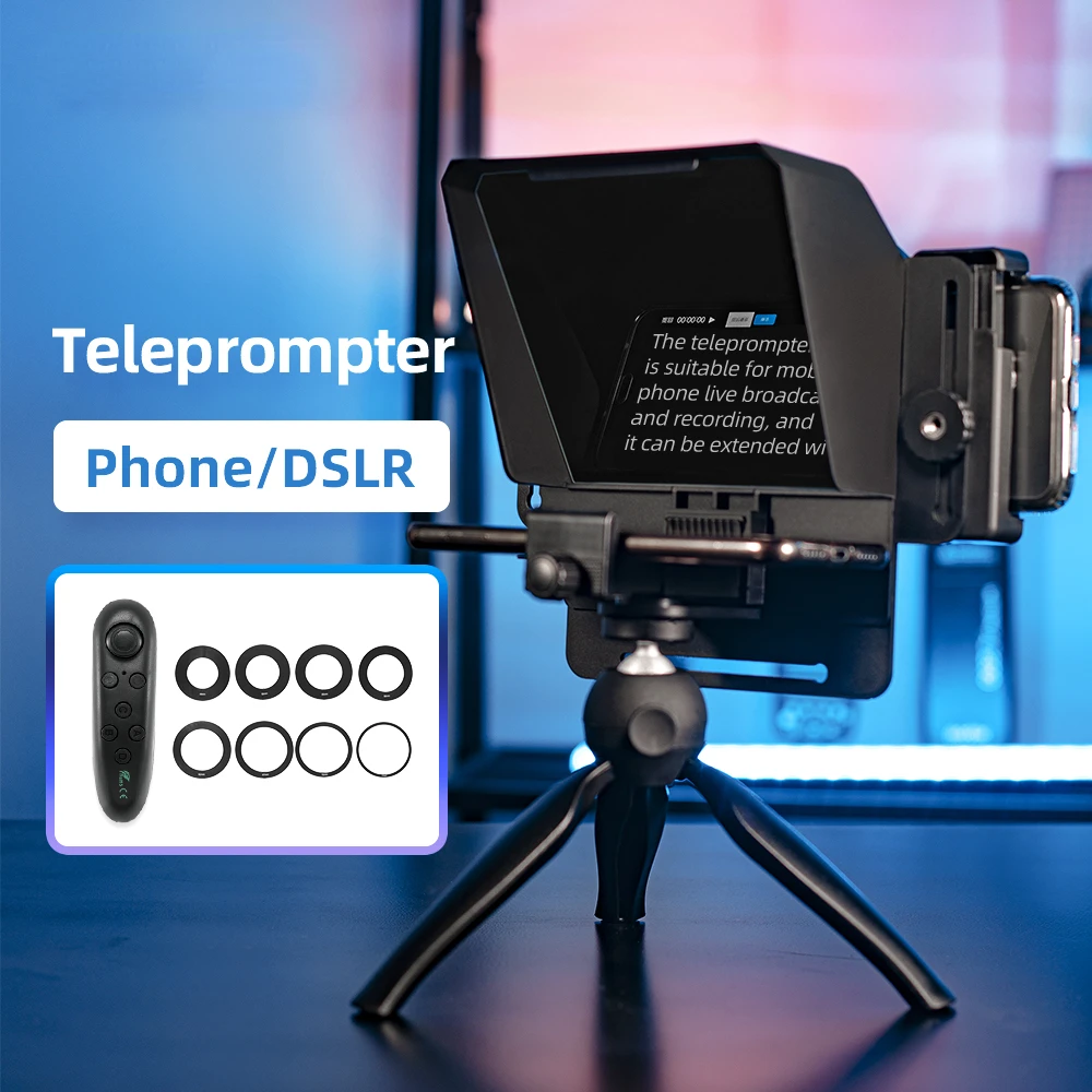 Mini Teleprompter portátil para grabación de teléfono y DSLR, dispositivo de grabación de vídeo con Control remoto