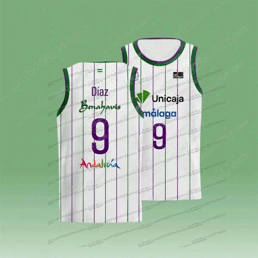 24_25 Recién llegados Chaleco de baloncesto español Málaga Jersey Camiseta de ejercicio de secado rápido de alta calidad Camiseta sin mangas de adiestramiento al aire libre para hombres