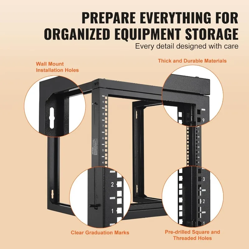 9U Server Rack,Wall Mount Network Rack for 19 Inch IT Equipment, Open Frame Rack for AV & Server Equipment, 18'' Deep