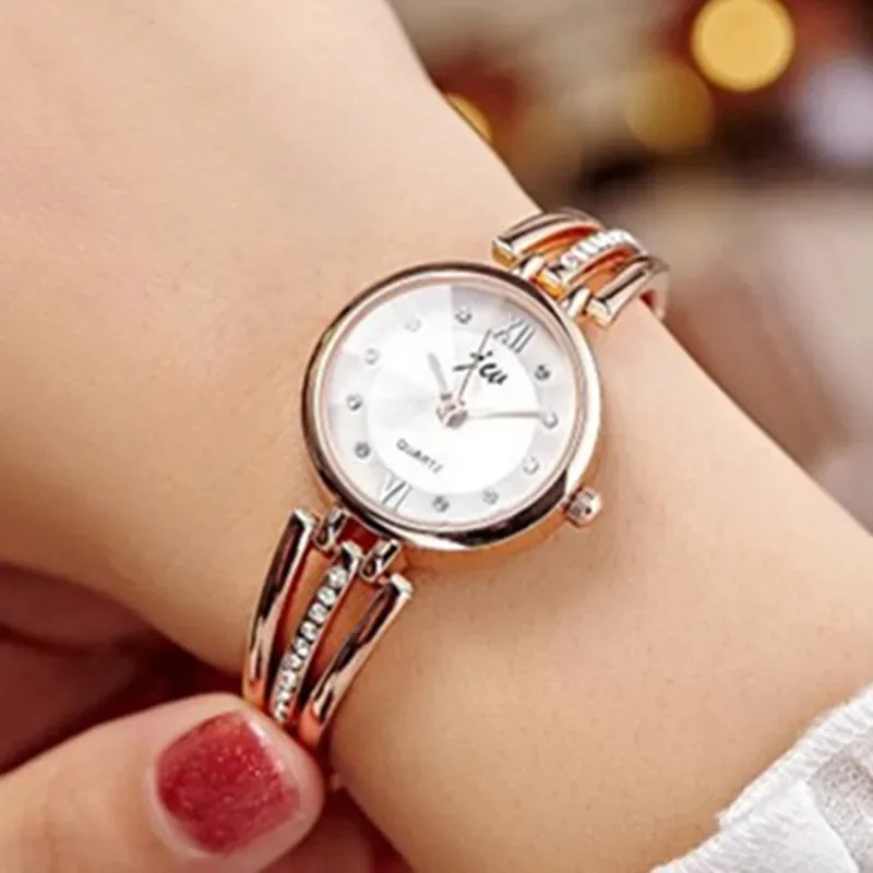 Fashion Stainless Steel Band Analog Quartz Wristwatches for Women Crystal Exquisite Thin Strap Watch Female Elegant Bracelet