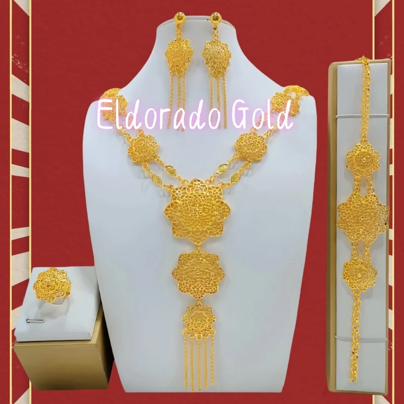 

24K real gold 9999 yellow gold Jewelry suit Bride Gifts India Dubai Ladies Wedding GiftsValentine's Day gifts for couplesValent